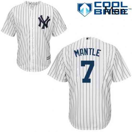 Mens Majestic New York Yankees 7 Mickey Mantle Replica White Home MLB Jersey